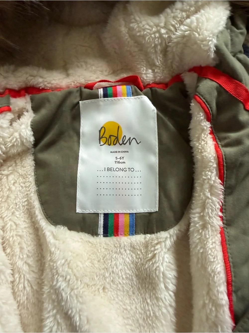 Mini Boden Girls’ Cozy Rainbow Star Parka, Size 5-6Y, NWT
